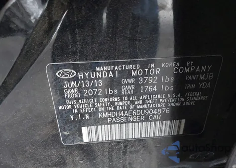 2013 Hyundai Elantra Gls из США, поврежденный, VIN KMHDH4AE6DU904876